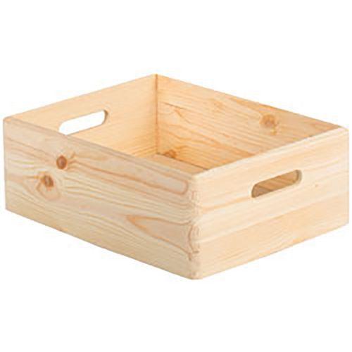 Lot de 2 Caisse empilable en pin massif haut de 14cm thumbnail image 1
