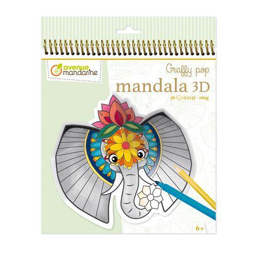 Bloc 36 mandalas 3D animaux sauvage à colorier thumbnail image 1