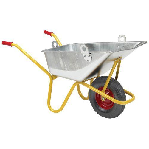 Brouette pour béton avec anneaux de levage 110 L/250 kg jaune - Roues increvables thumbnail image 1