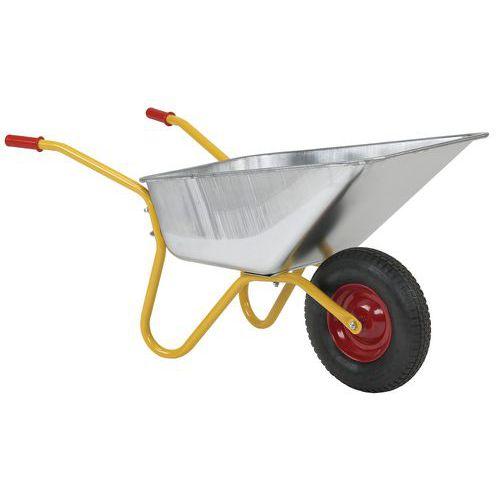 Illustration de : Brouette de jardin cuve galva 110L/200Kg roue pneumatique