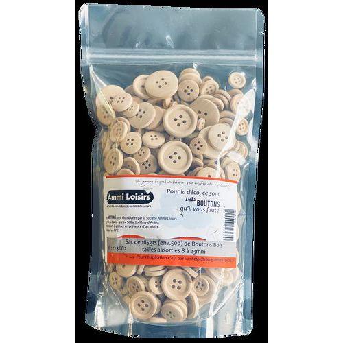 Illustration de : Assortiment boutons bois 8 à 23mm