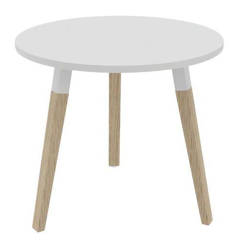 Table ronde Dialogue Ø 80 plateau Blanc tripode Hêtre thumbnail image 1