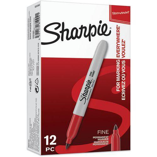 Marqueur permanent Sharpie pointe fine rouge - Boîte de 12 thumbnail image 1