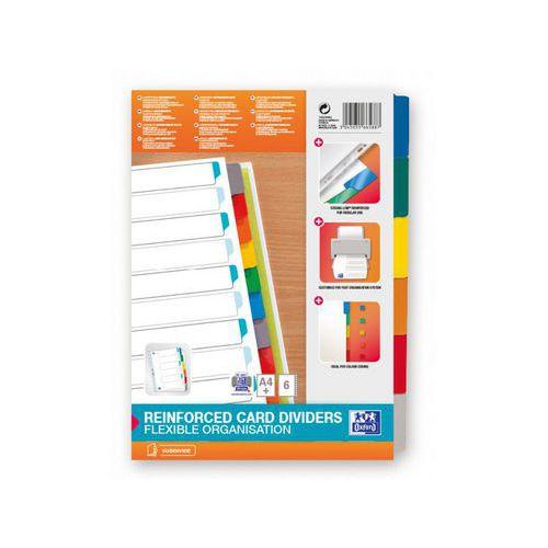 Illustration de : Jeu 6 intercalaires neutres A4XL blanc 170g 12 positions - Oxford
