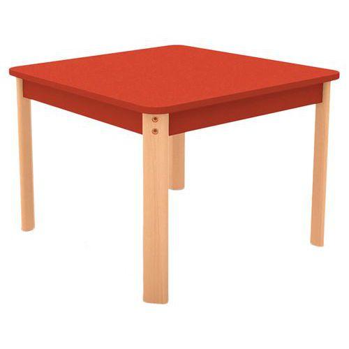 Table Ergo carrée T0 - rouge/hêtre thumbnail image 1