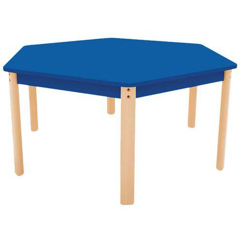 Table Ergo hexagonale T0 - bleu/hêtre thumbnail image 1