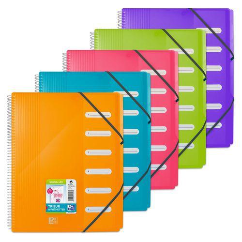 Illustration de : Trieur à Spirales School Life A4 6 positions couverture PP - Oxford
