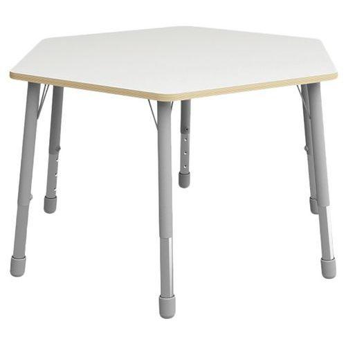 Table Eko hexagonale ø 140 cm réglable T1 à T3 - blanc thumbnail image 1