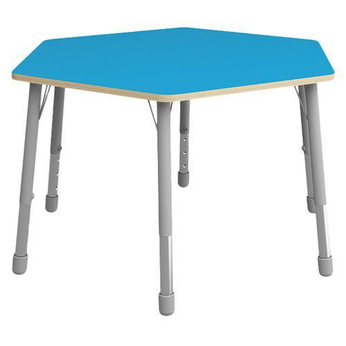 Table Eko hexagonale ø 140 cm réglable T3 à T6 - bleu thumbnail image 1
