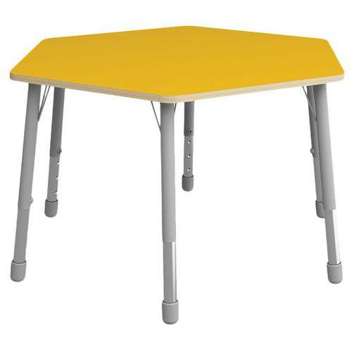 Table Eko hexagonale ø 140 cm réglable T3 à T6 - jaune thumbnail image 1
