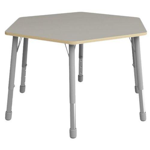 Table Eko hexagonale ø 140 cm réglable T3 à T6 - gris thumbnail image 1