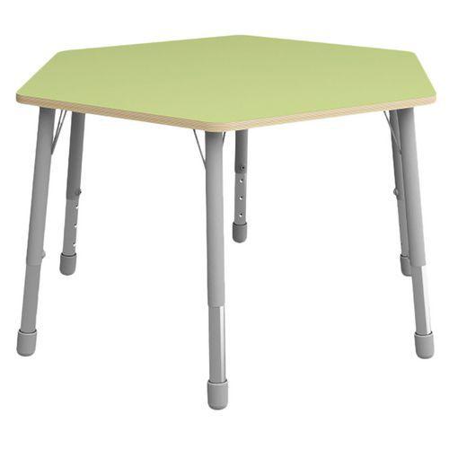 Table Eko hexagonale ø 140 cm réglable T3 à T6 - vert clair thumbnail image 1