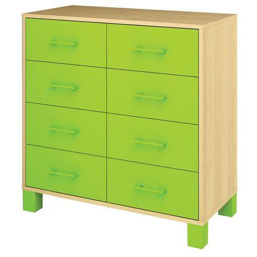 Armoire basse Confetti avec pieds et 8 tiroirs bouleau/vert thumbnail image 1