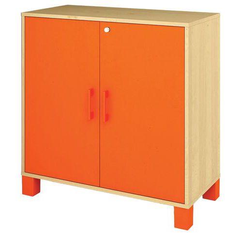 Armoire basse Confetti avec pieds 2 portes à clé bouleau/orange thumbnail image 1