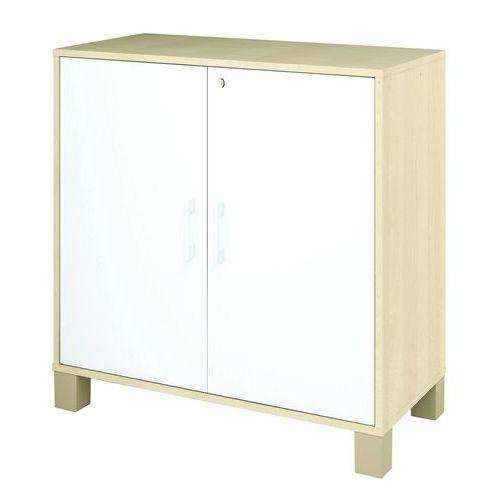 Armoire basse Confetti avec pieds 2 portes à clé bouleau/blanc thumbnail image 1