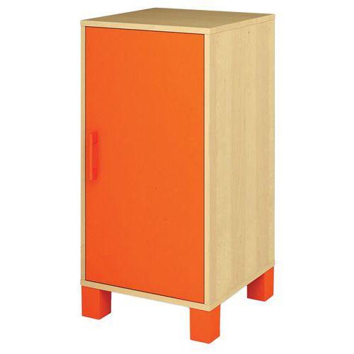 Caisson 1 porte Confetti avec pieds - bouleau/orange thumbnail image 1