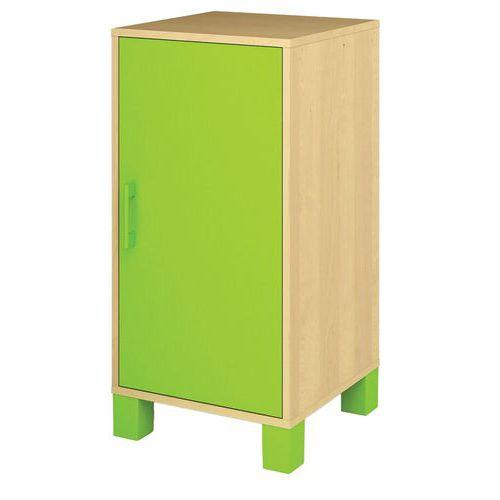 Caisson 1 porte Confetti avec pieds - bouleau/vert thumbnail image 1