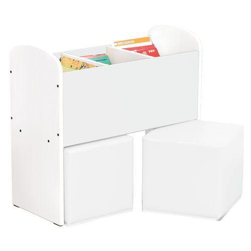 Bac à livres et poufs Confetti bouleau/blanc thumbnail image 1