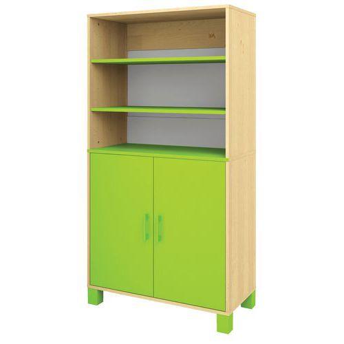 Illustration de : Bibliothèque Confetti avec pieds - étagères et 2 portes pleines