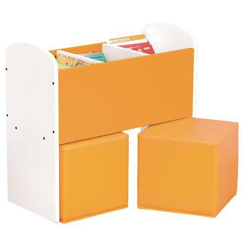 Illustration de : Bac à livres et poufs Confetti