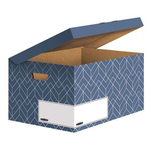 5 Conteneur p/boîte d'archive Flip Top Déco Bleu ardoise Bankers Box thumbnail image 1