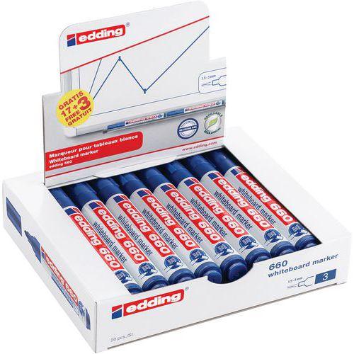 Illustration de : Pack Eco marqueurs e660 17+ 3 offerts bleus - EDDING