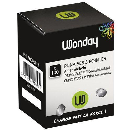 Illustration de : Boite de 100 punaises 3 pointes - Wonday