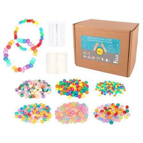 Lot de 6200 perles plastiques Ø9 et 6mm + 100m fils + 5pots thumbnail image 1
