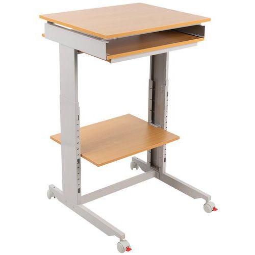 Poste informatique Twin 6820 plateau Hêtre structure Gris clair thumbnail image 1
