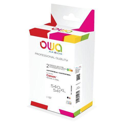 Illustration de : Cartouche d'encre compatible Canon PG540/CL541XL BCMY- Pack de 2 - OWA