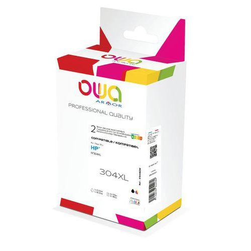 Illustration de : Cartouche d'encre compatible HP 304 XL Black + 3 CMY - Pack de 2 - OWA