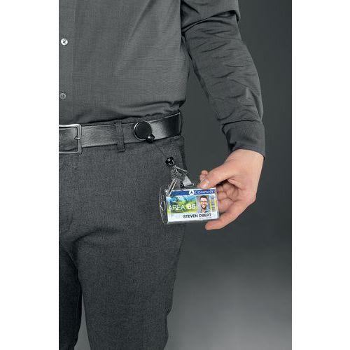 Illustration de : Enrouleur extra résistant avec clip rotatif à 360° - Durable