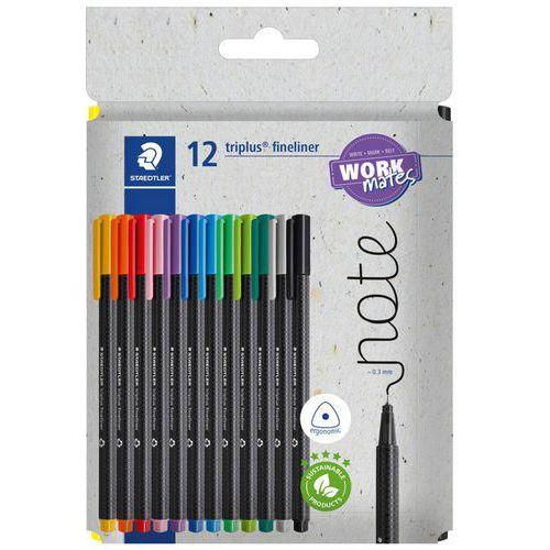 Illustration de : Etui carton 12 feutres triplus® fineliner 334 assortis - Staedtler