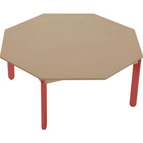 Table Lili octogonale, plateau hêtre, piétement bois couleur thumbnail image 1