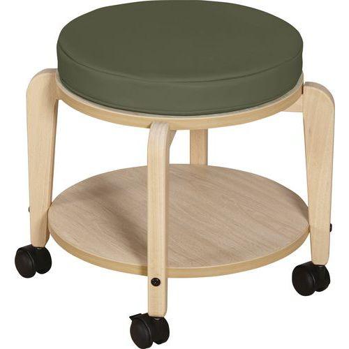 Tabouret adulte Lili T3 assise bois/coussin kaki thumbnail image 1