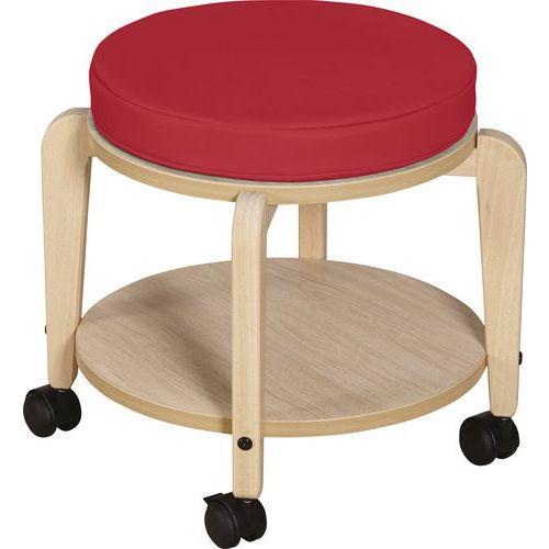 Tabouret adulte Lili T3 assise bois/coussin corail thumbnail image 1