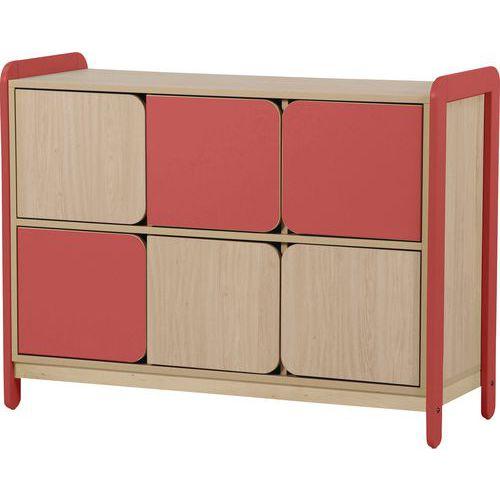 Meuble colonnes av portes Lili 3colonnes/6portes Ht 98cm corail thumbnail image 1