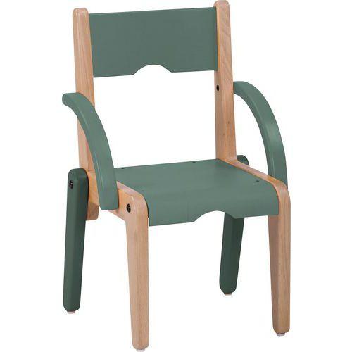 Fauteuil Lili T1 assise/accoudoir kaki pied hêtre thumbnail image 1