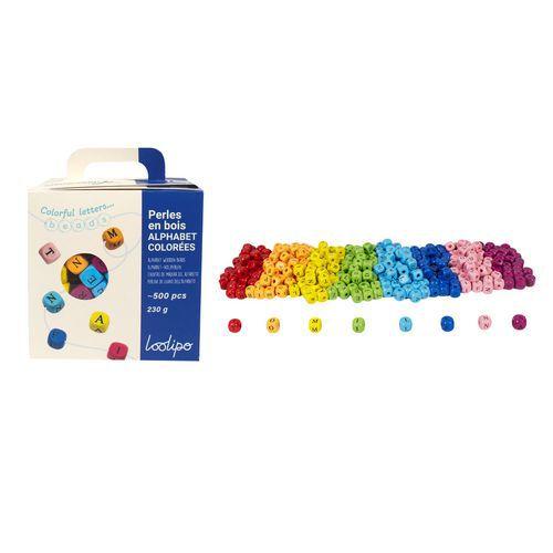 Boite 500 perles alphabet cubiques bois 1 cm thumbnail image 1