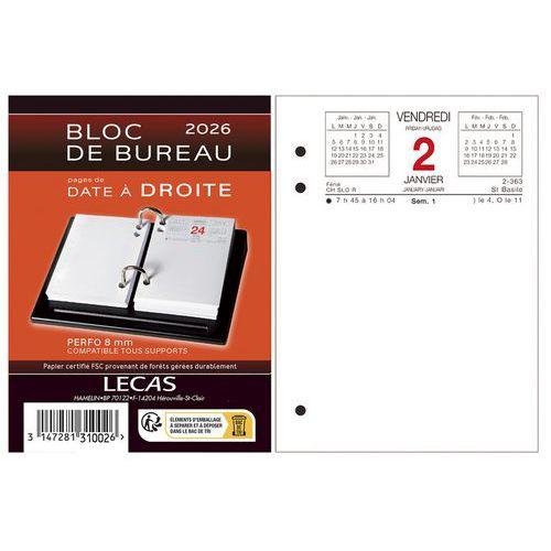 Illustration de : Bloc éphéméride 2026 date à droite - Lecas