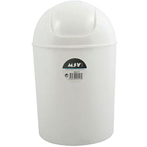 Lot de 4 poubelles plastique ronde à bascule pour SDB 7 L blanc thumbnail image 1