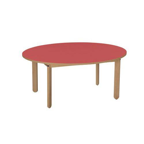 Table Lili ovale, plateau couleur, piétement bois hêtre thumbnail image 1