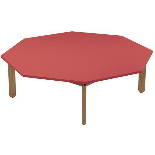 Table Lili octogonale, plateau couleur, piétement bois hêtre thumbnail image 1