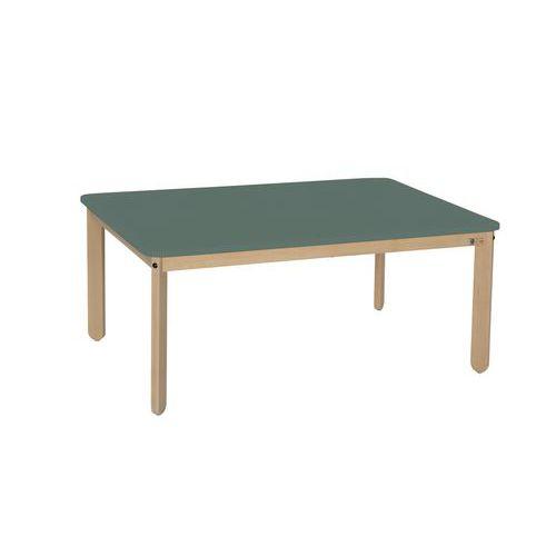 Illustration de : Table Lili rectangulaire, plateau couleur, piétement bois hêtre