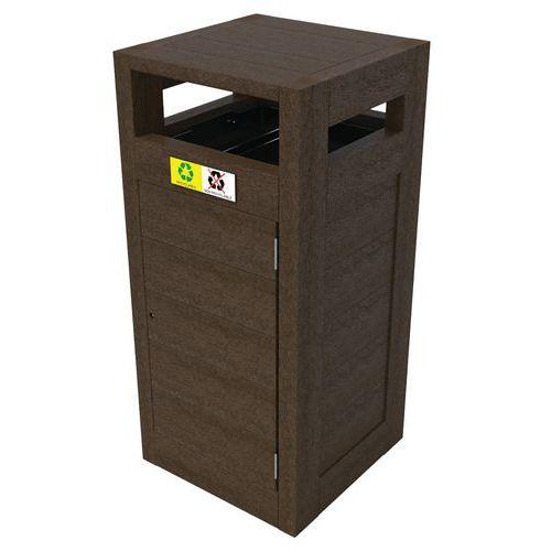 Poubelle Canopée tri 2 x 60 L protège pluie portes sac - marron thumbnail image 1