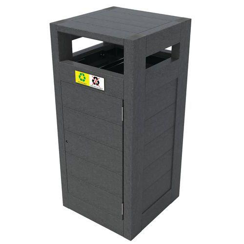 Poubelle Canopée tri 2 x 60 L protège pluie portes sac - gris thumbnail image 1