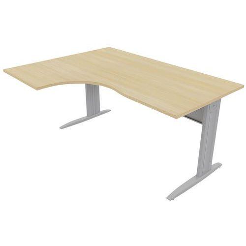 Bureau compact 90° retour gauche L.160 cm chêne/alu Idol thumbnail image 1