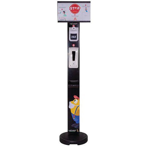 Illustration de : Borne distributrice de gel et thermomètre sans contact - Novap