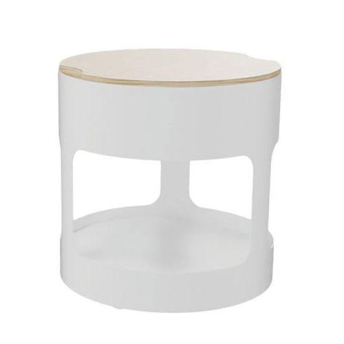Pouf OROND sur roulettes Blanc assise bois thumbnail image 1