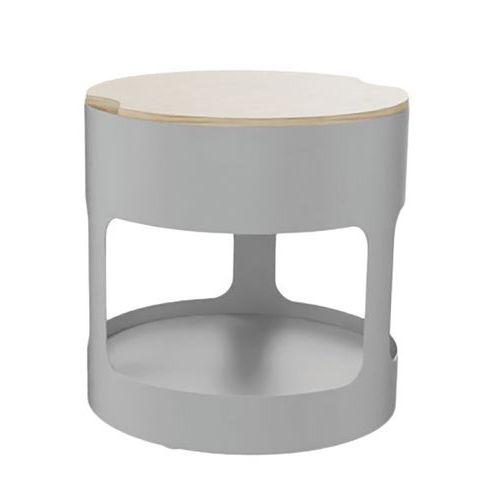 Pouf OROND sur roulettes Gris assise bois thumbnail image 1